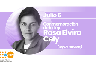 Imagen con foto de Rosa Elvira Cely y texto julio 6 Conmemoración Ley Rosa Elvira Cely