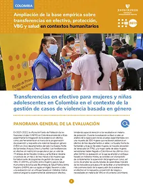 Transferencias en efectivo para mujeres y niñas adolescentes en Colombia en el contexto de la gestión de casos de violencia basada en género