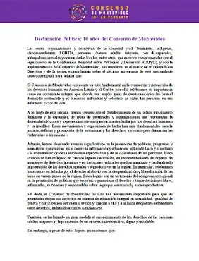 Declaración Política: 10 años del Consenso de Montevideo