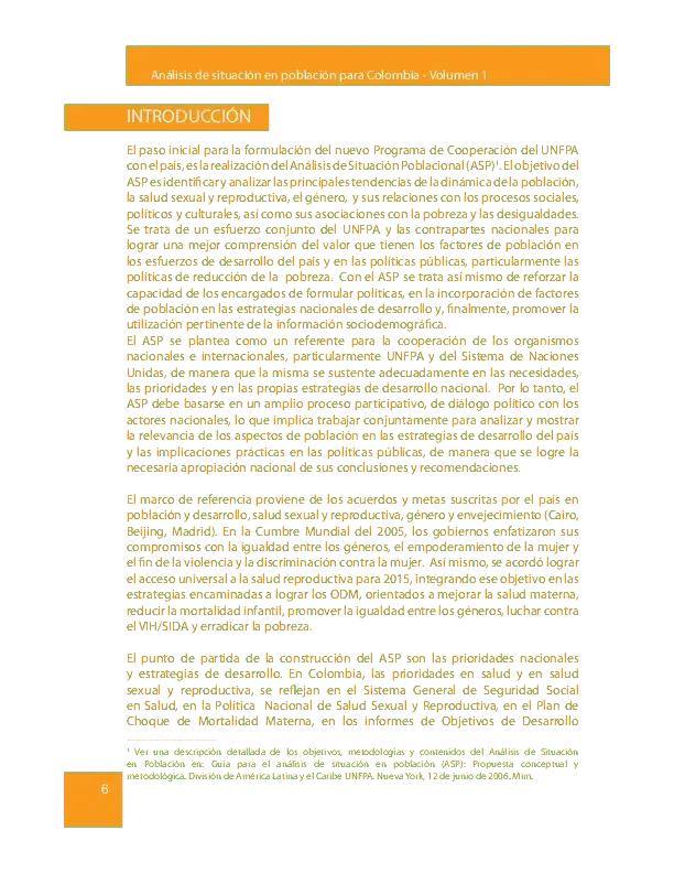 Análisis de Situación. Volumen 1 – Población y Equidad en Colombia