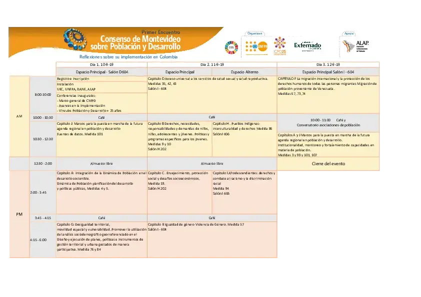 Agenda 1er Encuentro Consenso de Montevideo