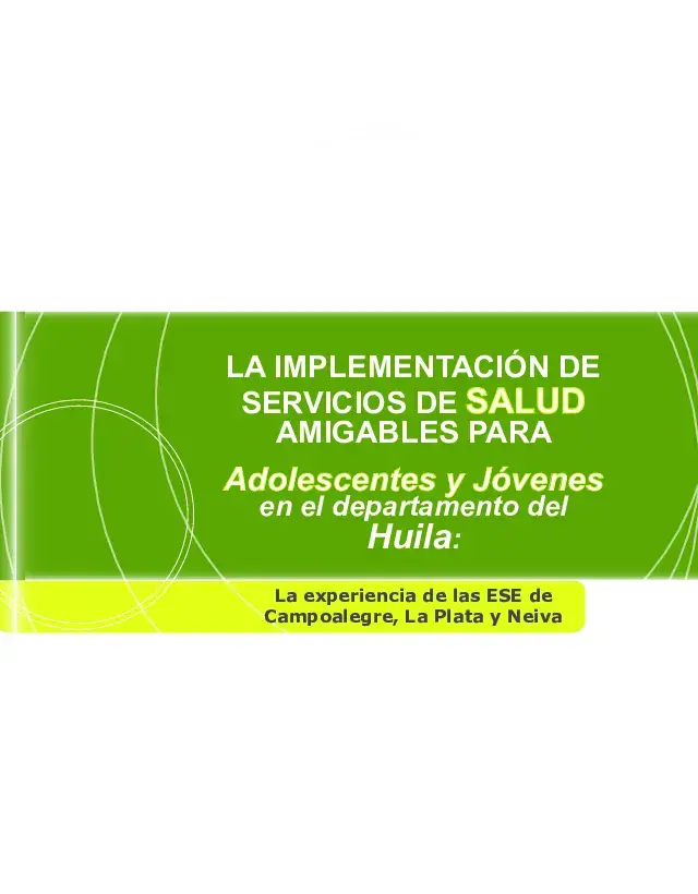 La implementación de servicios de Salud amigables