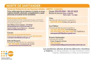 Líneas de atención remota a violencia de género para Norte de Santander / Nacional