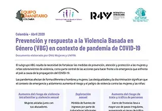 Prevención y respuesta a la Violencia Basada en Género (VBG) en contexto de pandemia de COVID-19 